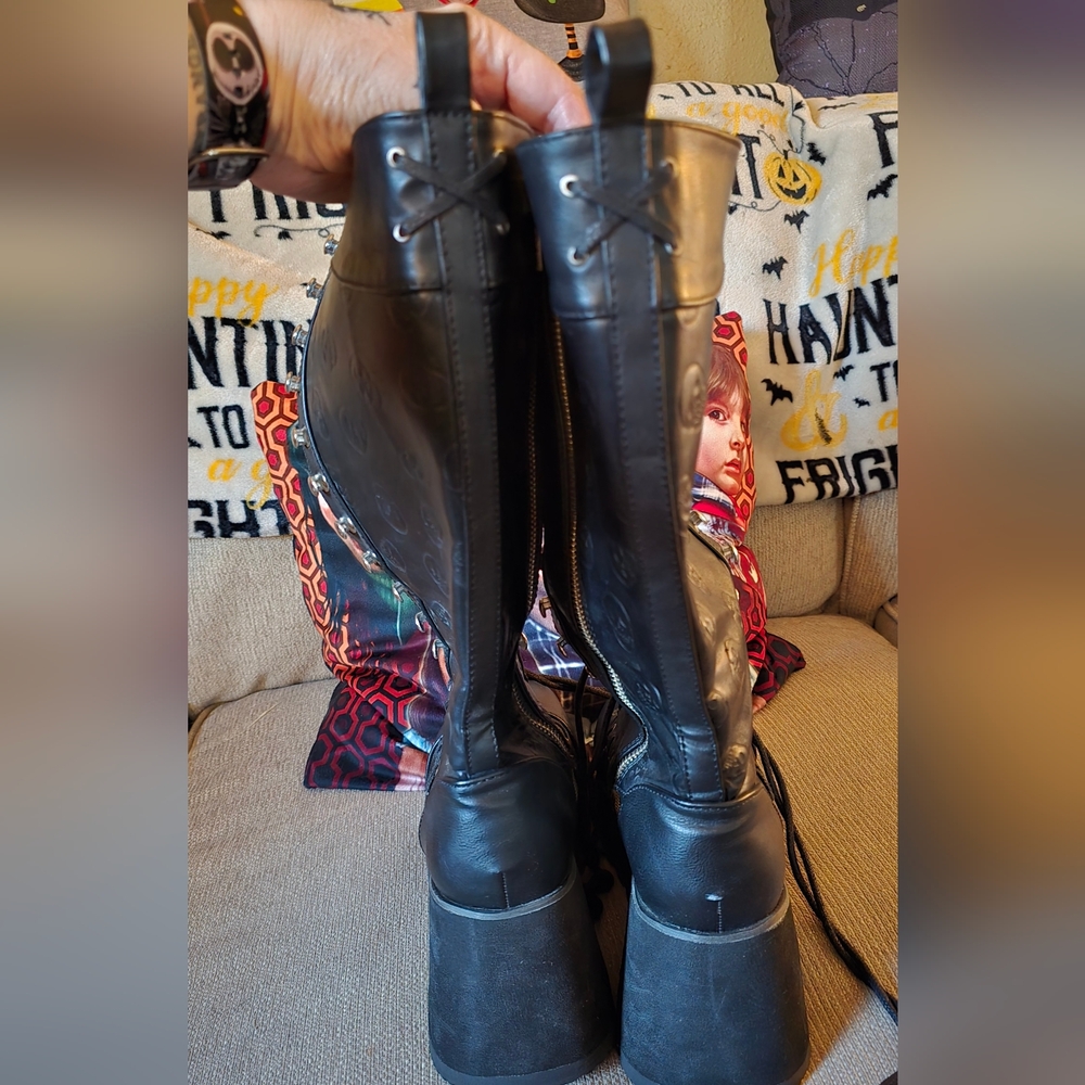 Demonia Black Lace Up Platform Boots - image 5